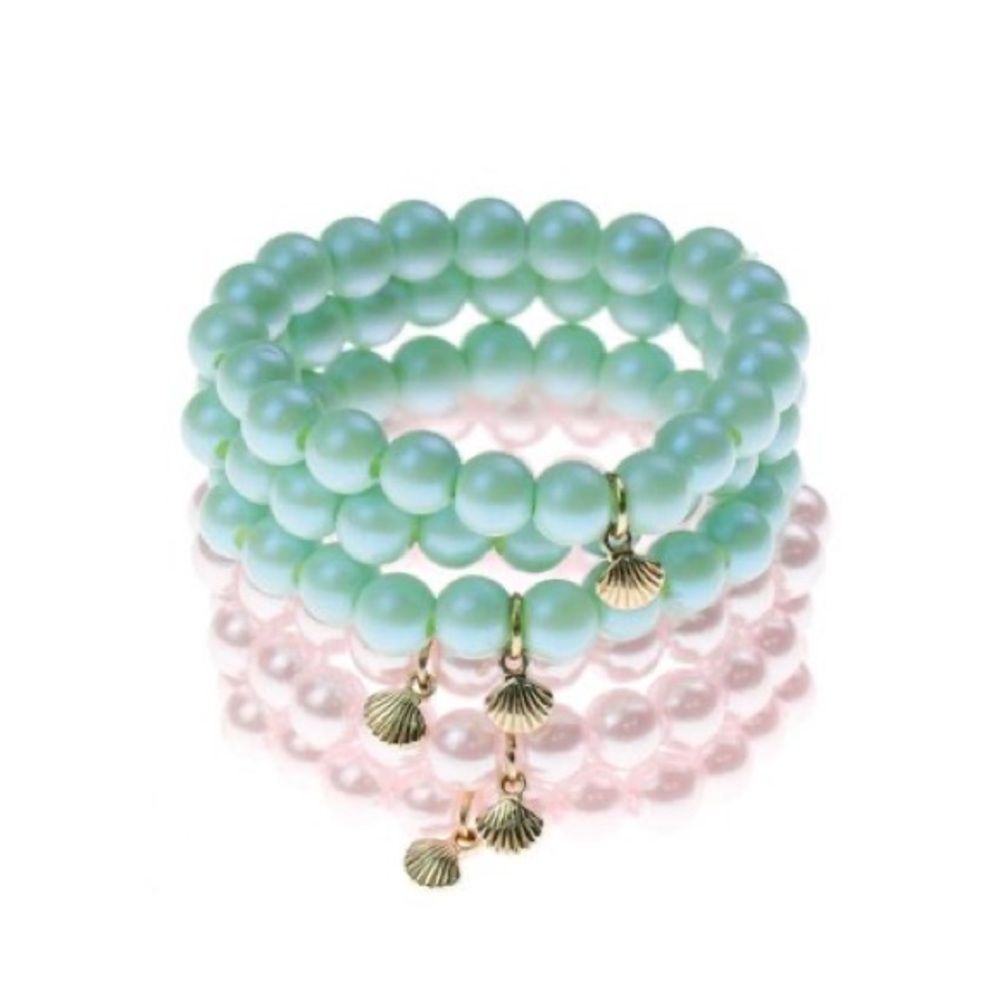 Beaded shell charm bracelet set of 6